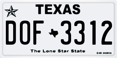 TX license plate DOF3312