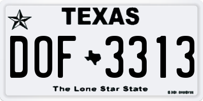 TX license plate DOF3313