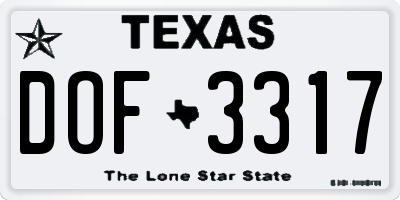 TX license plate DOF3317