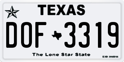 TX license plate DOF3319