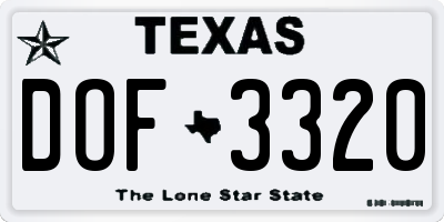 TX license plate DOF3320