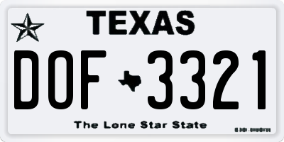 TX license plate DOF3321