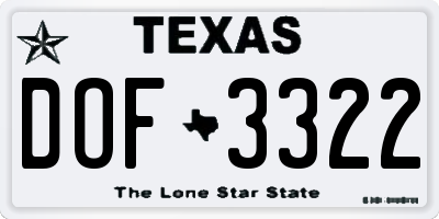 TX license plate DOF3322