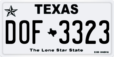 TX license plate DOF3323