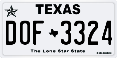 TX license plate DOF3324