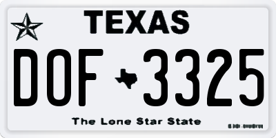 TX license plate DOF3325