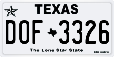 TX license plate DOF3326