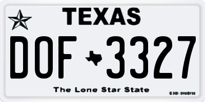 TX license plate DOF3327