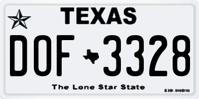 TX license plate DOF3328