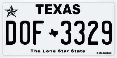 TX license plate DOF3329