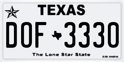 TX license plate DOF3330
