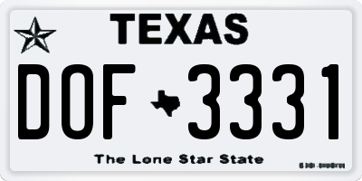 TX license plate DOF3331