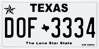 TX license plate DOF3334