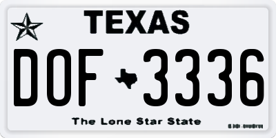 TX license plate DOF3336