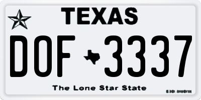 TX license plate DOF3337