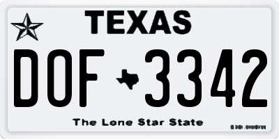 TX license plate DOF3342