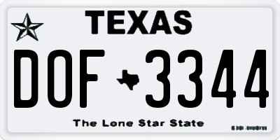 TX license plate DOF3344
