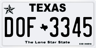 TX license plate DOF3345