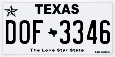 TX license plate DOF3346