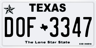 TX license plate DOF3347