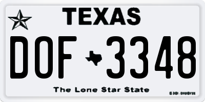 TX license plate DOF3348