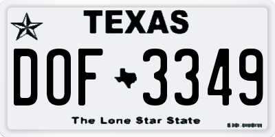 TX license plate DOF3349