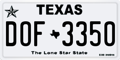 TX license plate DOF3350