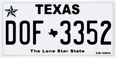 TX license plate DOF3352