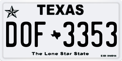 TX license plate DOF3353