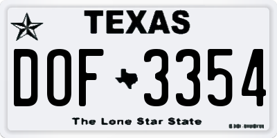 TX license plate DOF3354