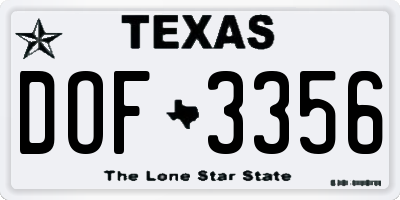 TX license plate DOF3356