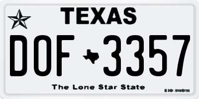TX license plate DOF3357