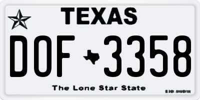 TX license plate DOF3358