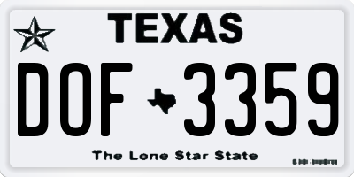 TX license plate DOF3359