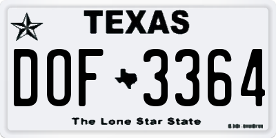 TX license plate DOF3364