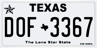 TX license plate DOF3367