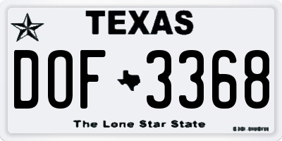 TX license plate DOF3368