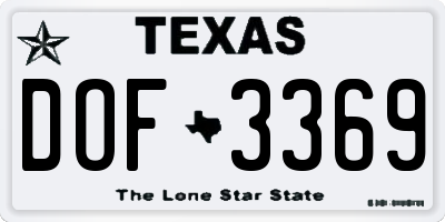 TX license plate DOF3369