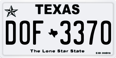TX license plate DOF3370