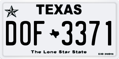 TX license plate DOF3371