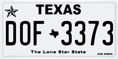 TX license plate DOF3373