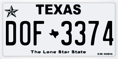 TX license plate DOF3374