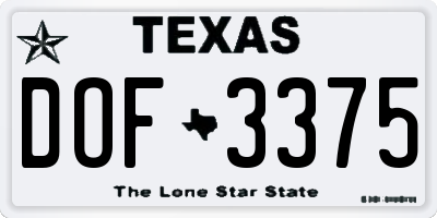 TX license plate DOF3375