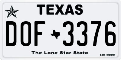 TX license plate DOF3376