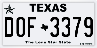 TX license plate DOF3379