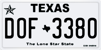 TX license plate DOF3380