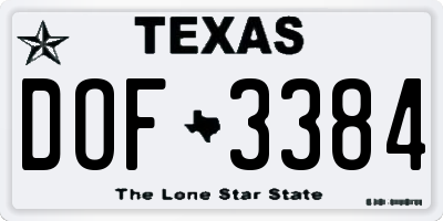 TX license plate DOF3384