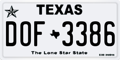 TX license plate DOF3386