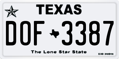 TX license plate DOF3387