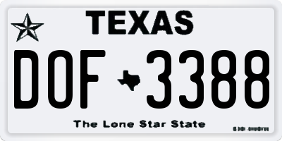 TX license plate DOF3388